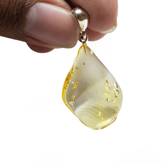 Free-form Wave Drop Citrine Amber Pendant