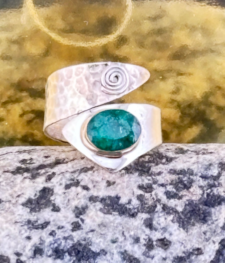 Two Tone Emerald 925 Sterling Silver Ring Size 9