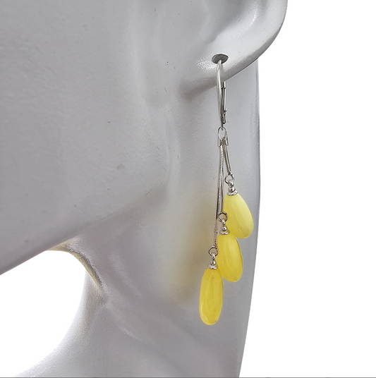 Butterscotch Baltic Amber Sterling Silver Tear Drop Earrings