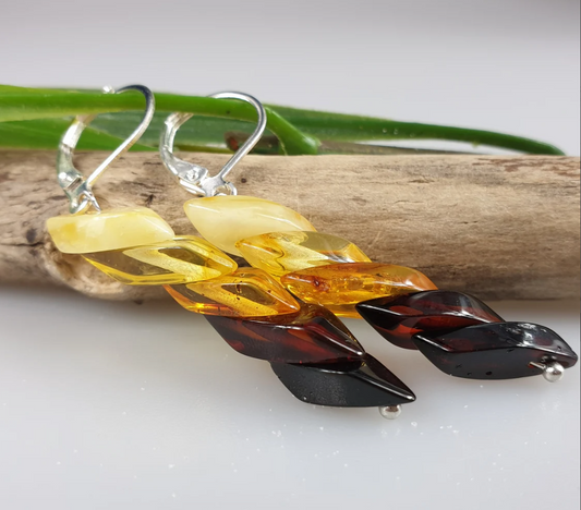 Multi-Color Amber Rainbow Earrings