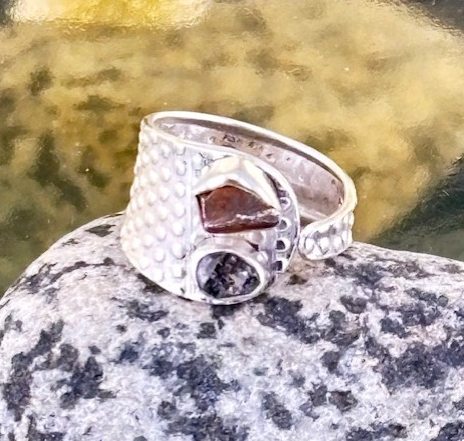 Herkimer Diamond & Meteorite Campo Del Cielo Sterling Ring