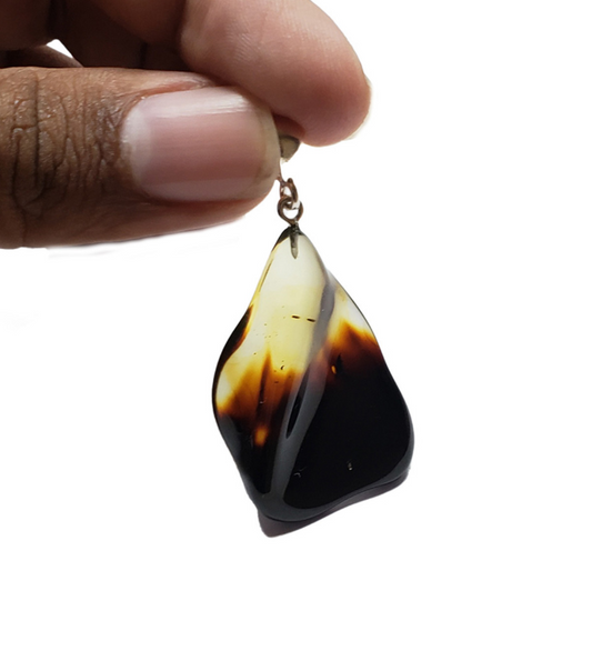 Amber Freeform Ombre Fired Drop Pendant
