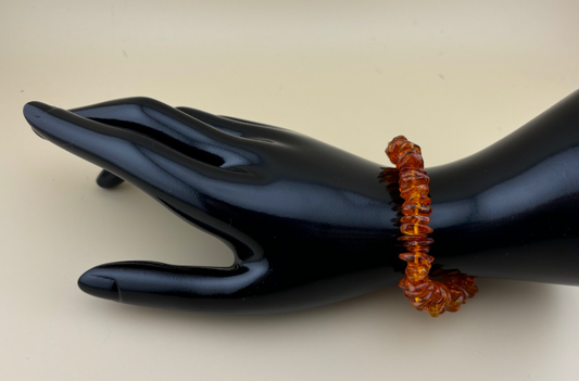 Cognac Amber Chip/Raw Stretch Bracelet
