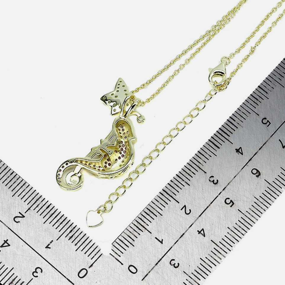Chameleon Lizard Pendant Necklace 17 Inches