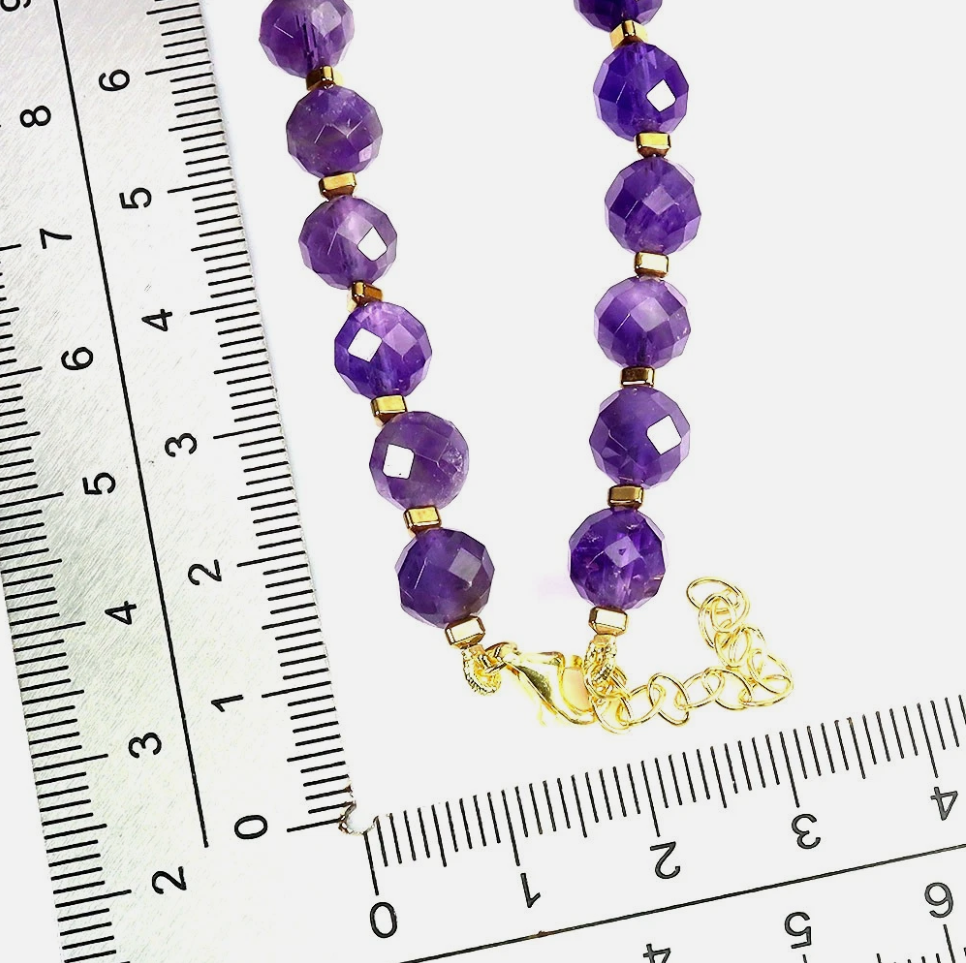 925 Sterling Silver Necklace Round Amethyst 7mm Natural Gemstone Jewelry 18in