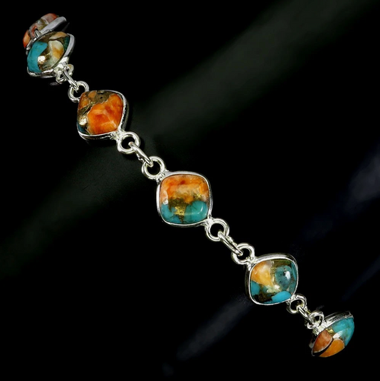 925 Sterling Silver Kingsman Turquoise 6mm Bracelet 7 inches