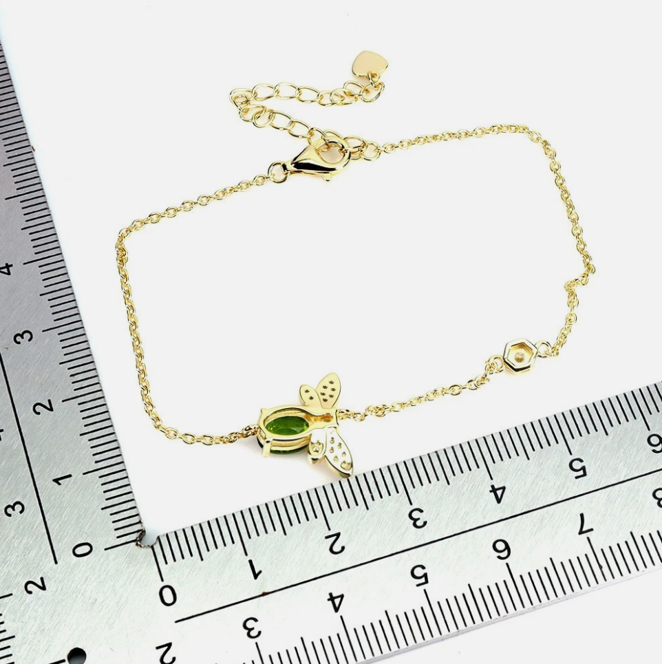 925 Sterling Silver Oval Chrome Diopside 7x5mm Bracelet 8 In