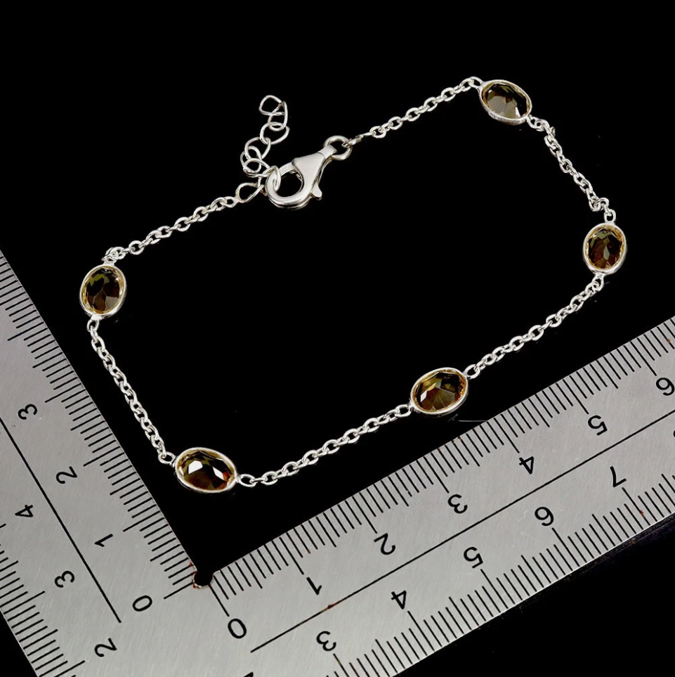 Natural Oval Citrine 7x5mm 8 In Bracelet – 925 Sterling Silver