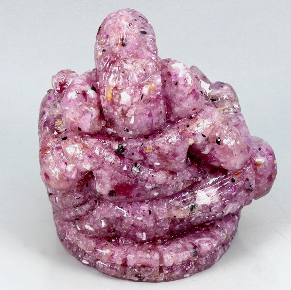 Handcrafted Ganesha Resin Figurine Natural Red Ruby Mozambique 66.66ct 30x26mm