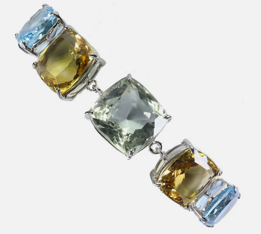 Stunning Multi-Gemstone 925 Sterling Silver Bracelet – Cushion Cut