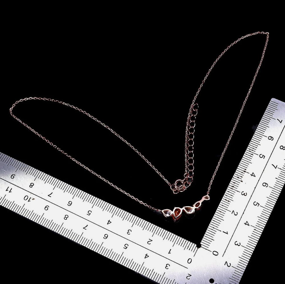 Stunning 14k Rose Gold Plated 925 Silver Ethiopian Orange Opal & CZ Cluster Necklace