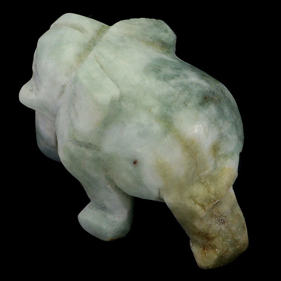 Natural Burmese Jadeite Elephant Totem (Trunk Down)