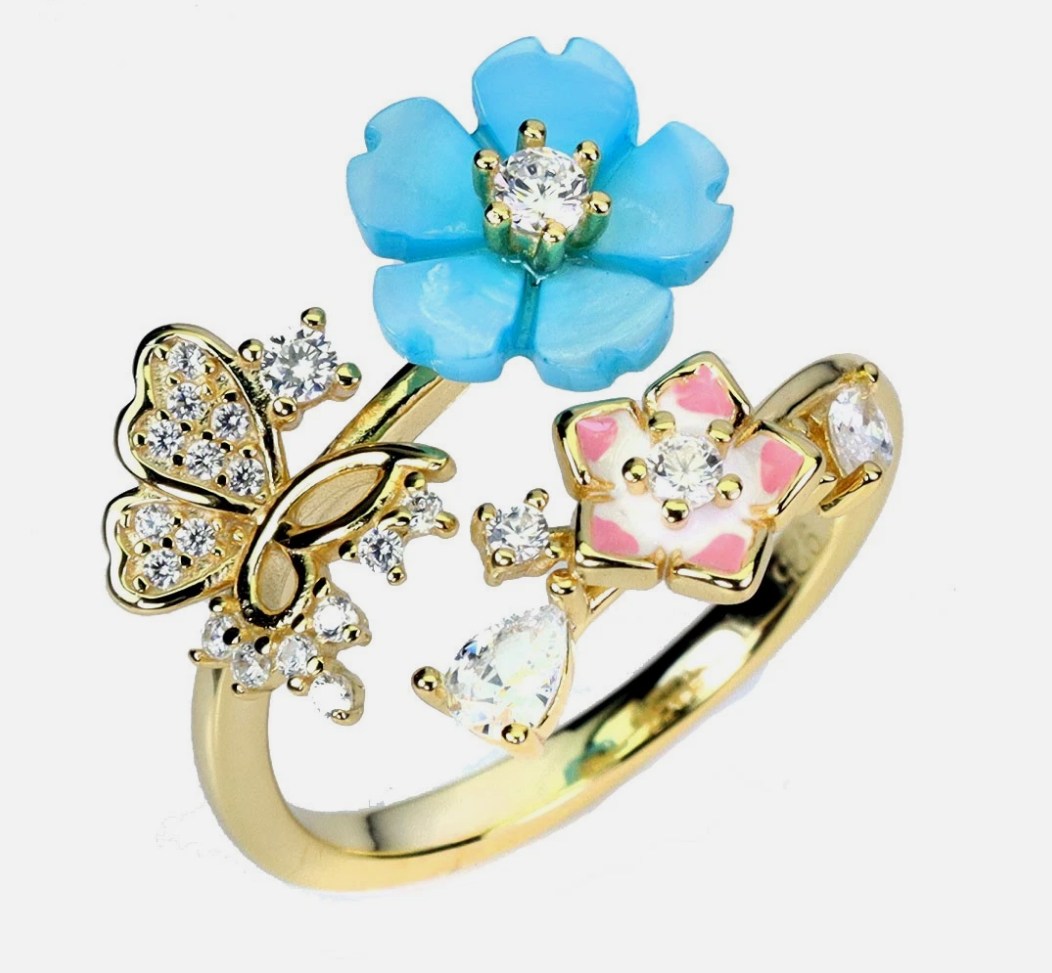 Sweet Blossom Elegance Set 14-karat Yellow gold plating