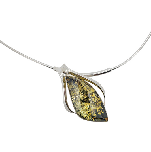 Semi-Faceted Almond Shaped Art Nouveau Necklace