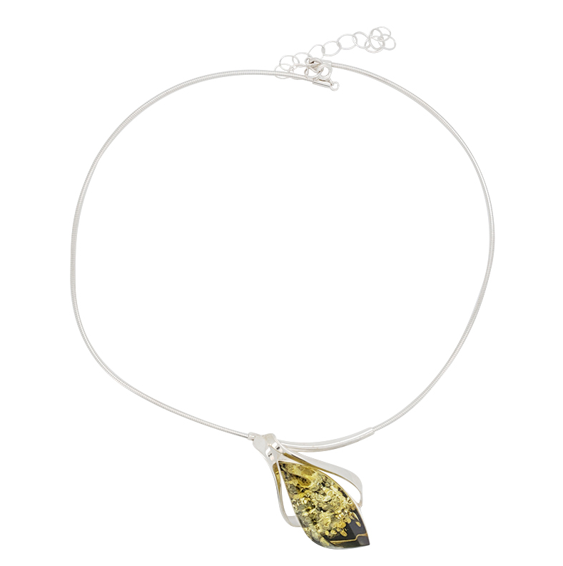 Semi-Faceted Almond Shaped Art Nouveau Necklace