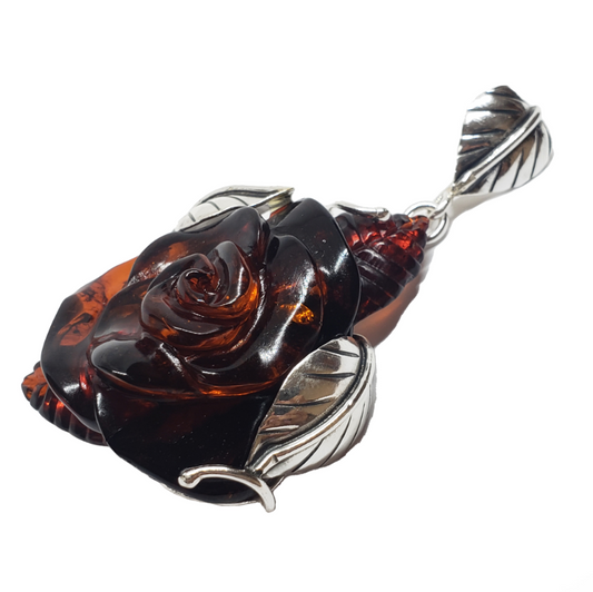 Amber Sterling Silver Handmade Pendant