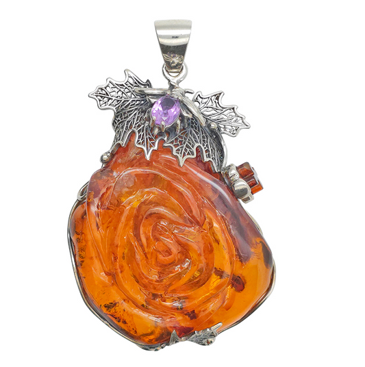 Handmade Amber Rose Pendant