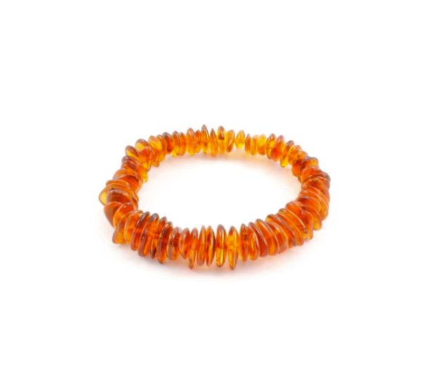 Cognac Amber Chip/Raw Stretch Bracelet