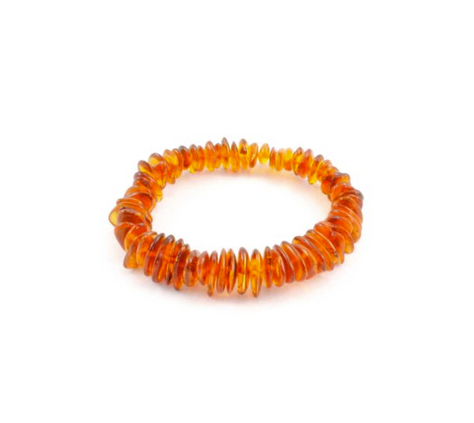 Cognac Amber Chip/Raw Stretch Bracelet