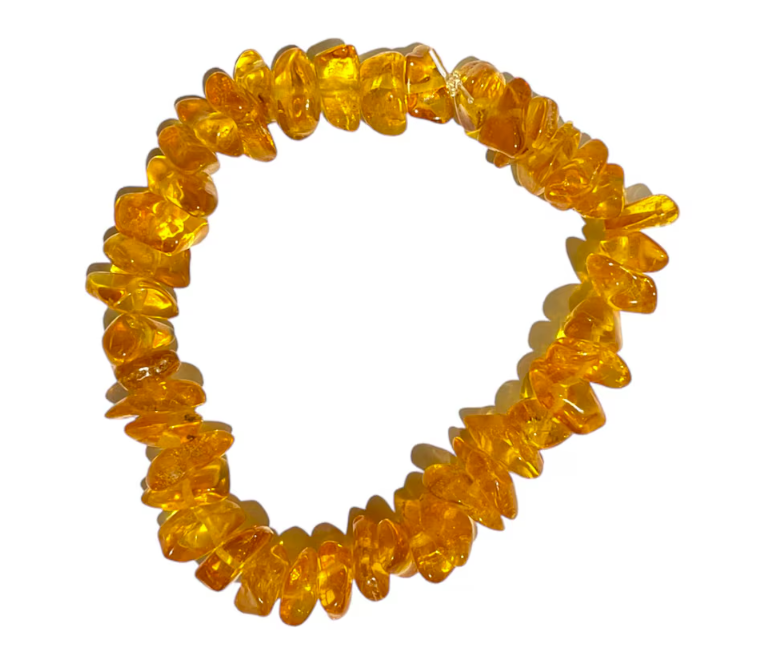 Cognac Amber Chip/Raw Stretch Bracelet