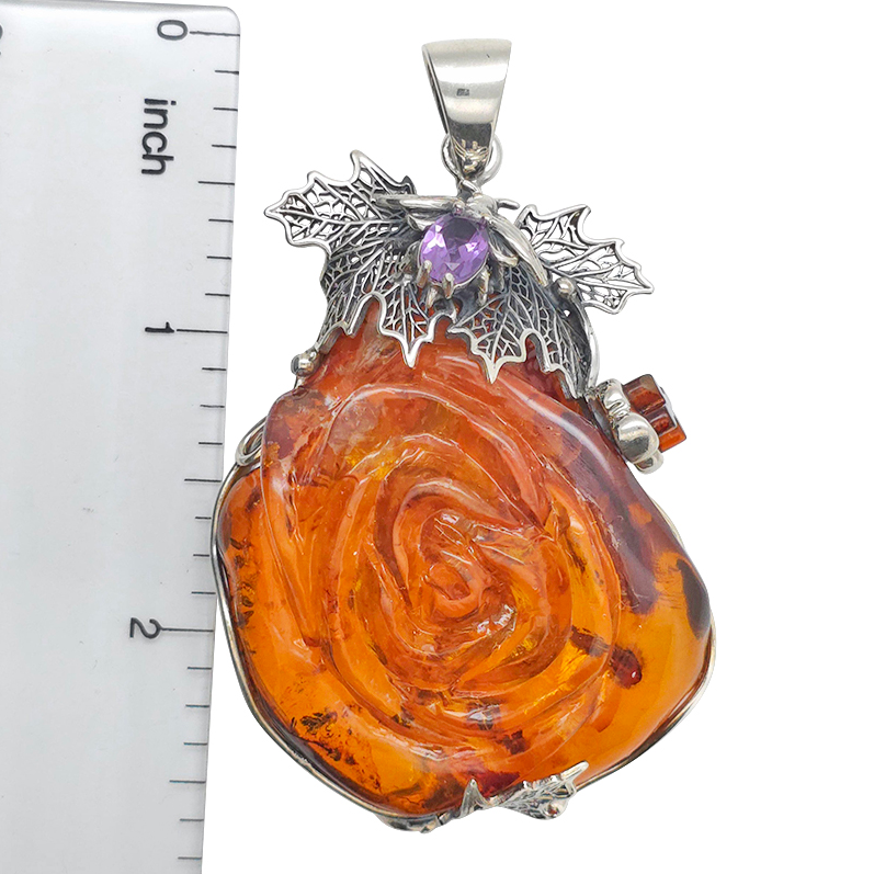 Handmade Amber Rose Pendant
