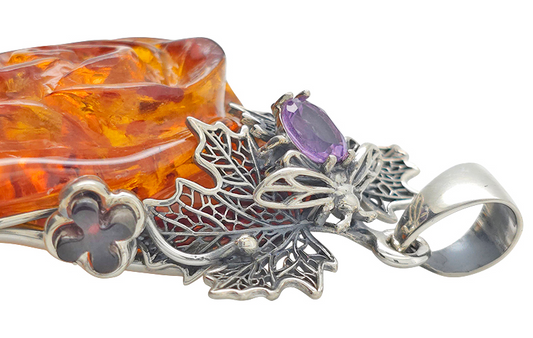 Handmade Amber Rose Pendant