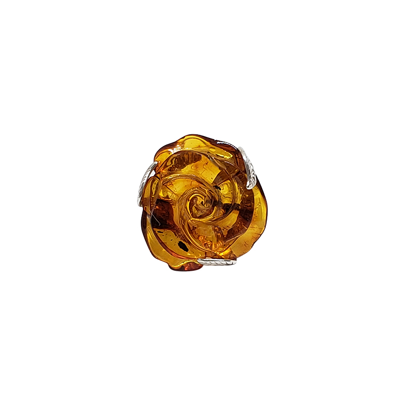 Cognac  Amber Adjustable Flower Ring