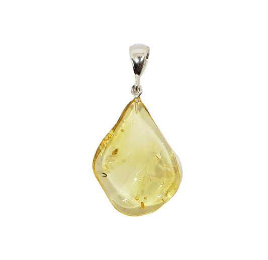 Free-form Wave Drop Citrine Amber Pendant
