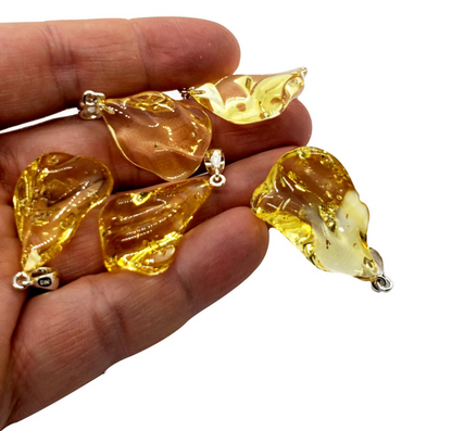 Free-form Wave Drop Citrine Amber Pendant