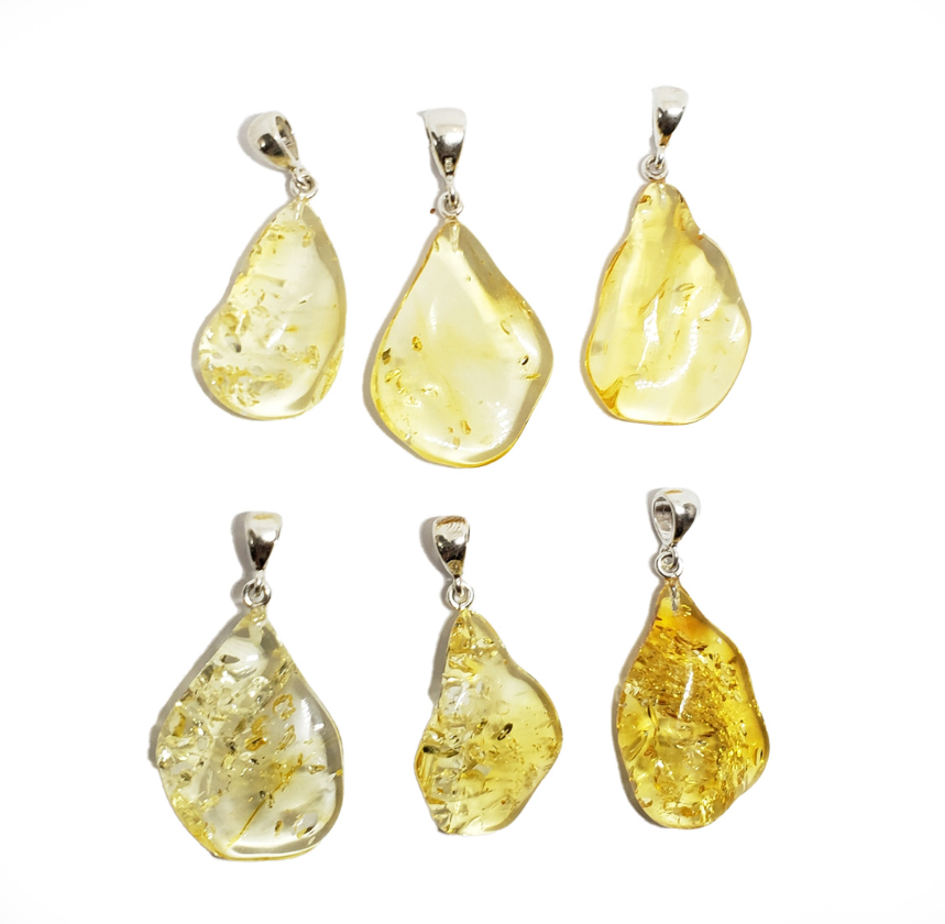 Free-form Wave Drop Citrine Amber Pendant