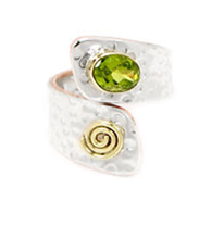Two Tone Peridot 925 Sterling Silver Ring