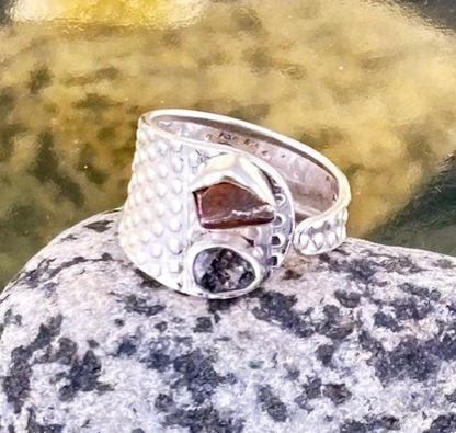 Herkimer Diamond & Meteorite Campo Del Cielo Sterling Ring