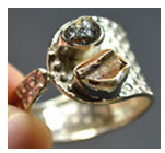 Herkimer Diamond & Meteorite Campo Del Cielo Sterling Ring