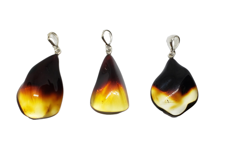 Amber Freeform Ombre Fired Drop Pendant