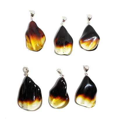 Amber Freeform Ombre Fired Drop Pendant