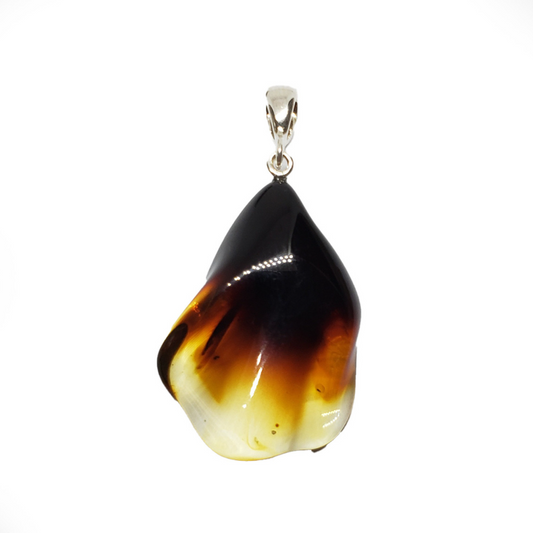 Amber Freeform Ombre Fired Drop Pendant
