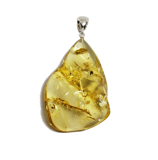 Free-form Wave Drop Amber Pendant