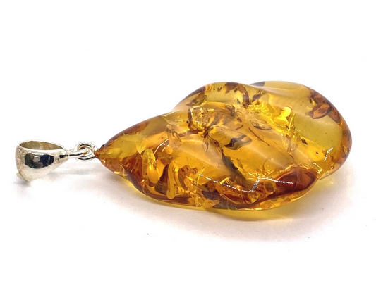 Free-form Wave Drop Amber Pendant