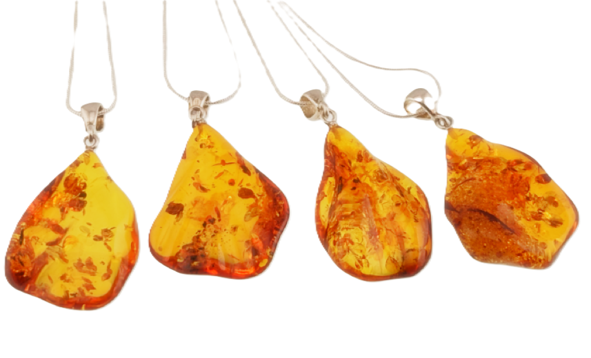Free-form Wave Drop Amber Pendant