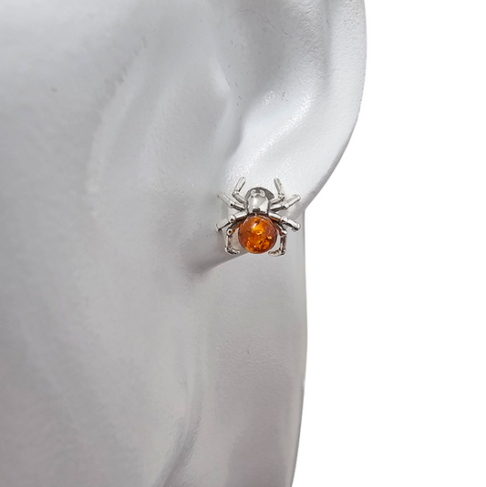 Cognac Amber Spider Stud Earrings
