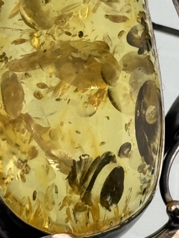 Handmade Art Nouveau Citrine Amber Oxidized Silver Necklace