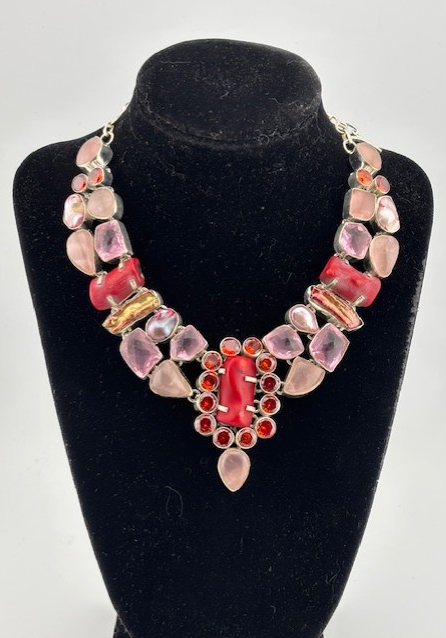 Gorgeous Multi Gemstone Statement Necklace  20"