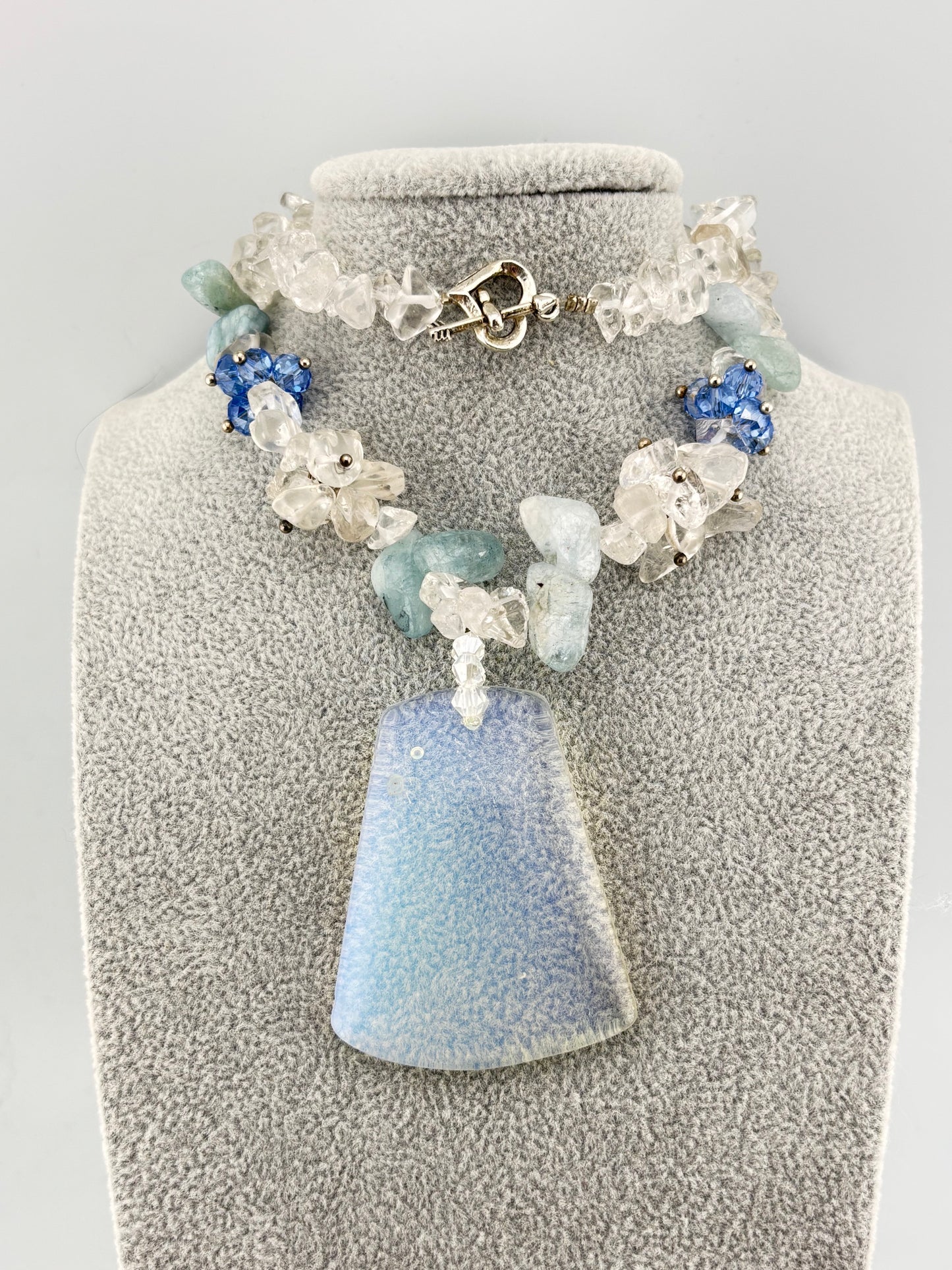 Natural Selenite Slice Necklace with Toggle Clasp