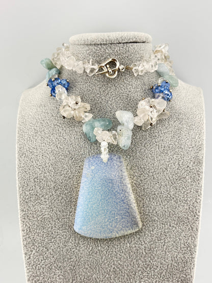 Natural Selenite Slice Necklace with Toggle Clasp