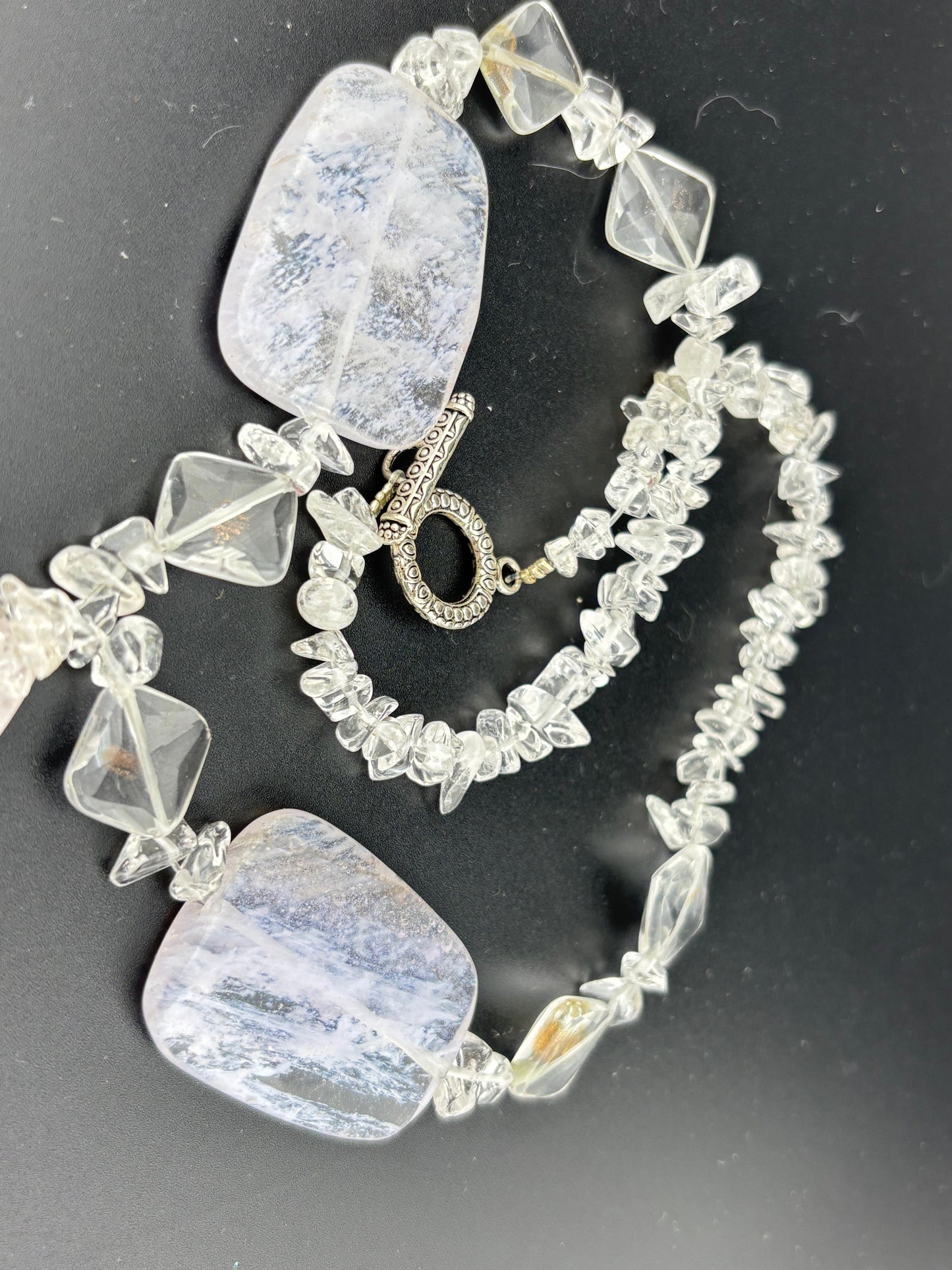 Natural Agate Slice Necklace with Toggle Clasp