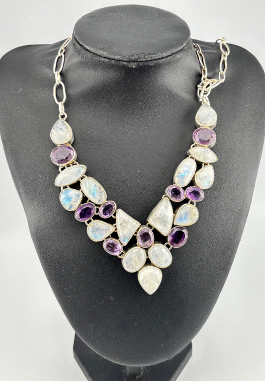 Moonstone and Amethyst Necklace