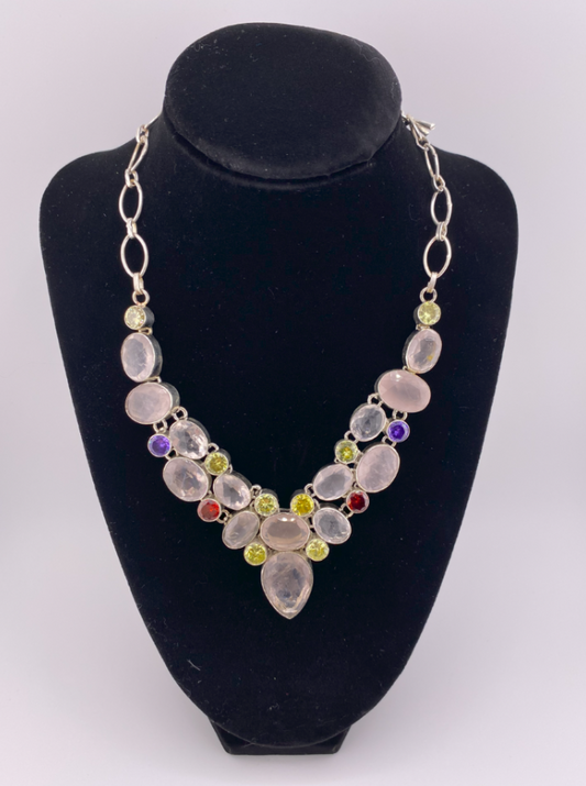 N0003 - Beautiful Rose Quartz Necklace 17"