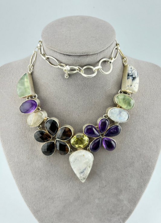 R7727 - Multi Gemstone Necklace 45 cm
