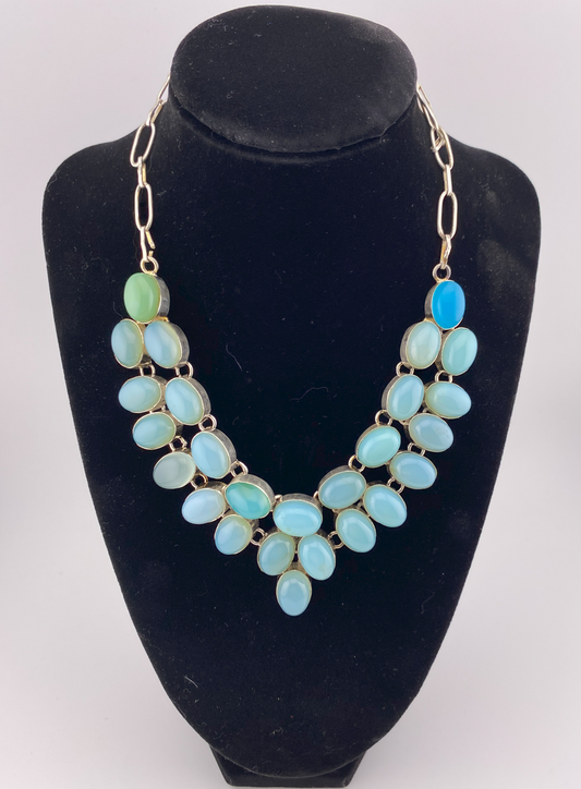 N0011 - BLUE AGATE NECKLACE 19"