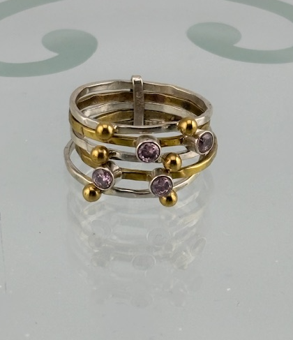 18532 - Multi-Band Two-Tone Kunzite Ring Size 10